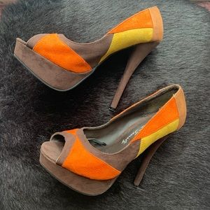 Colour block Open toe high heel shoes